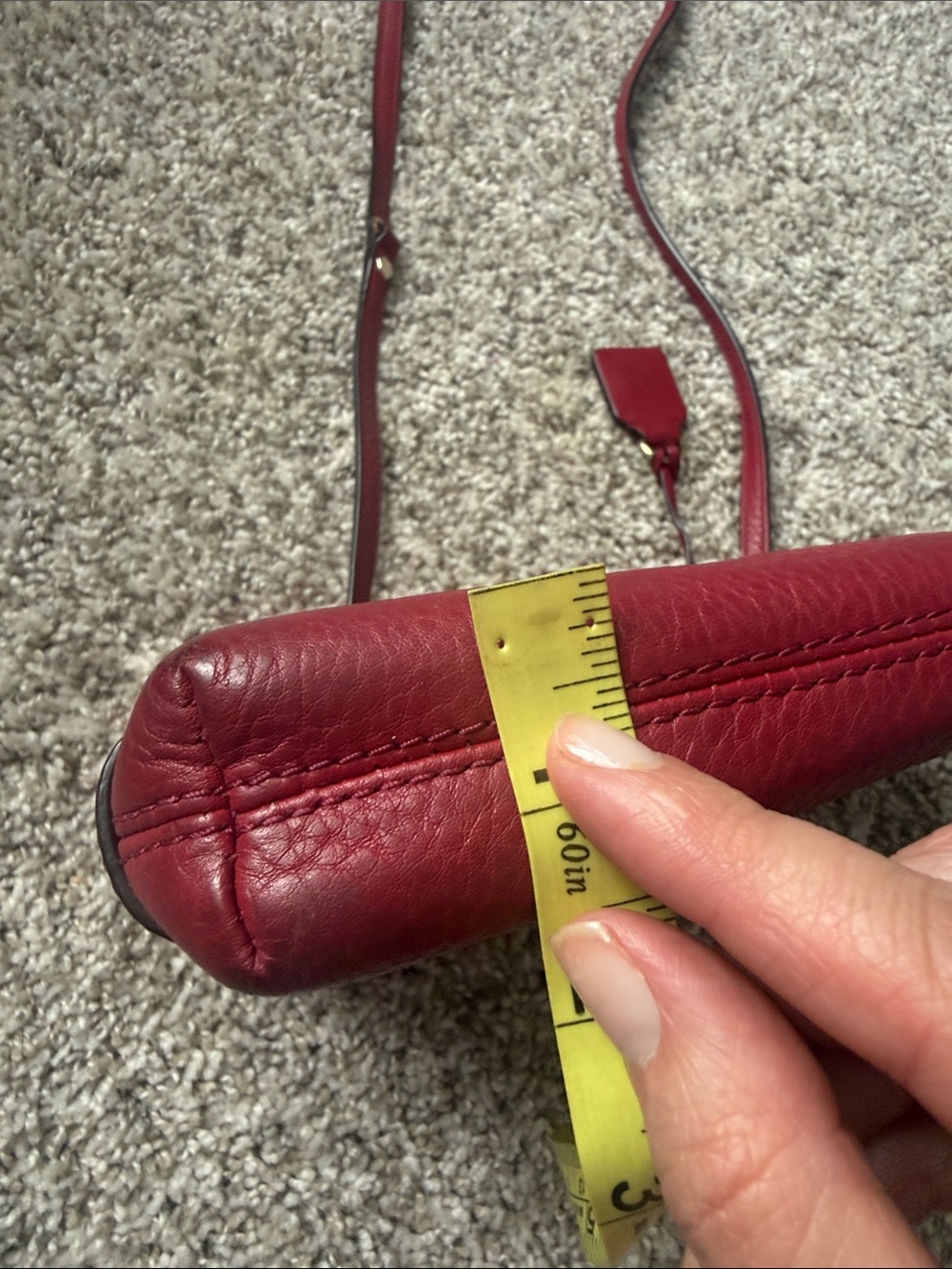Henri Bendel Berry Red Leather Crossbody Bag with Gold Chain Accent - Picture 7 of 9